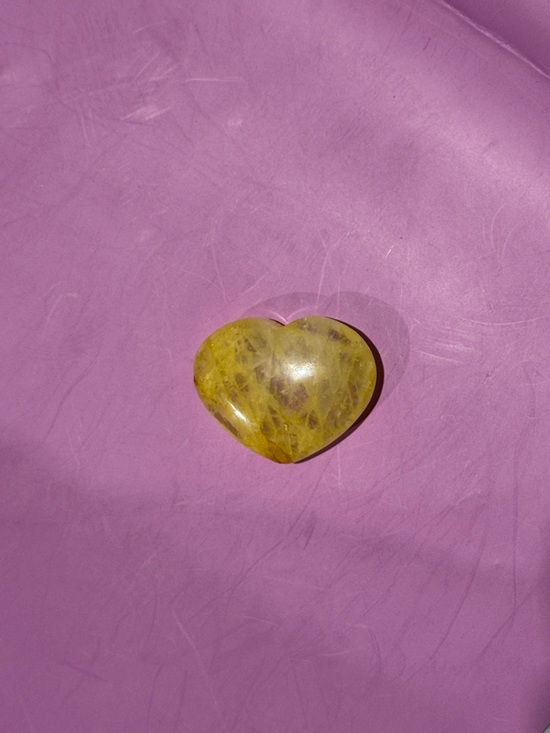 Other - Yellow Heart-Shaped Crystal Palm Stone